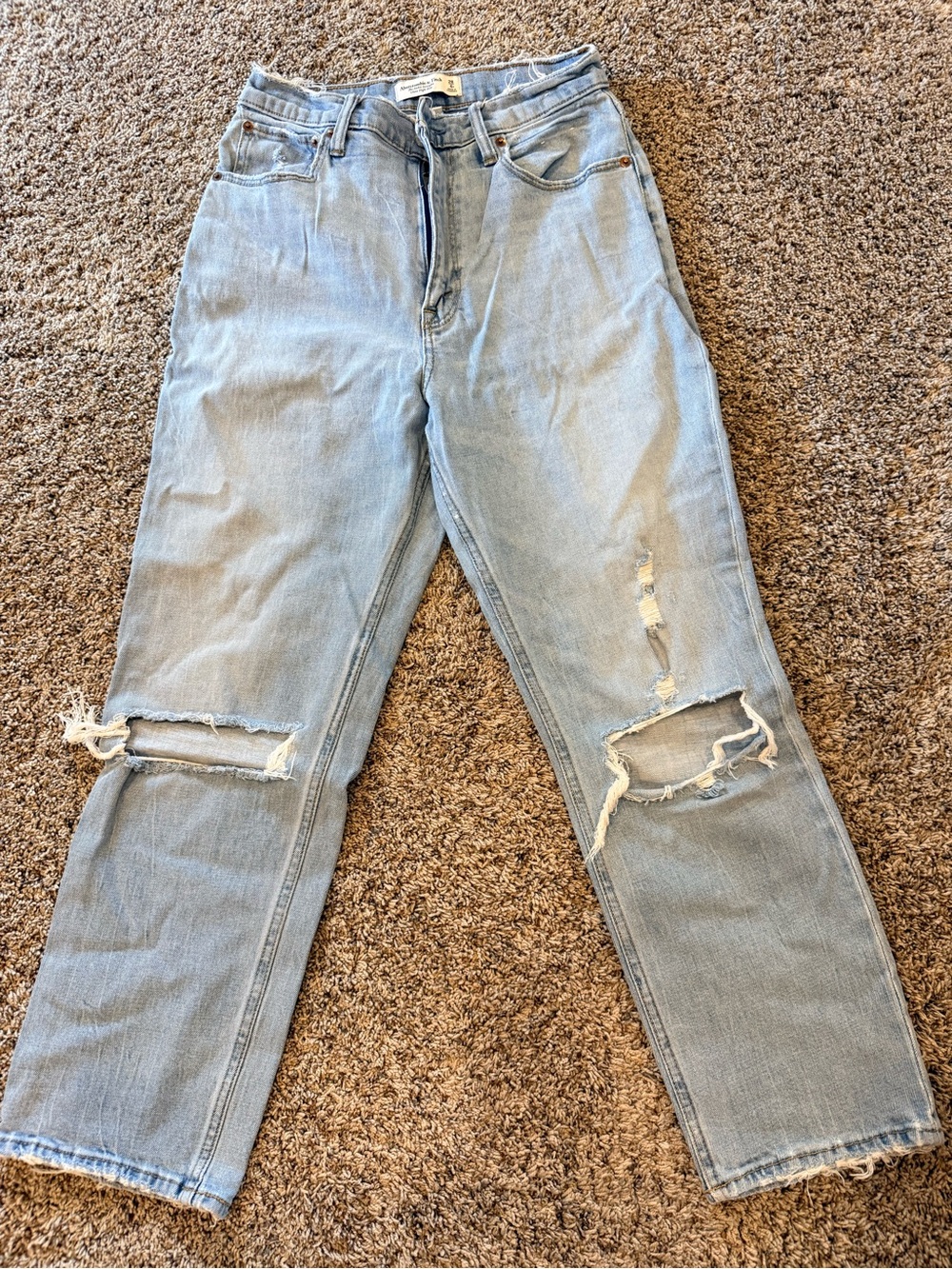 Abercrombie & Fitch Light Blue Distressed Boyfriend Jeans